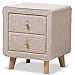 Bowery Hill Modern 2 Drawer Linen Upholstered Nightstand in Beige