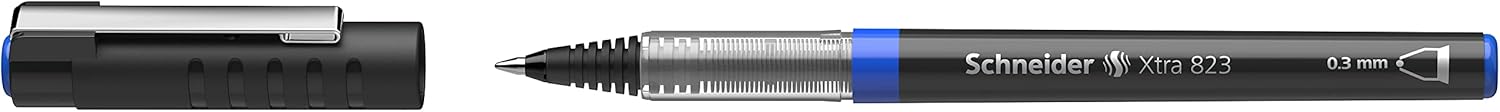 Schneider XTRA 823 Ink Roller Pen with Stainless Steel Conical Tip 0.3 mm Blue Pack of 10