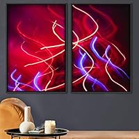 2 Piece Framed Canvas Wall Art Abstract Colorful Art Lights Canvas Prints Home Artwork Decoration for Living Room,Bedroom - 16