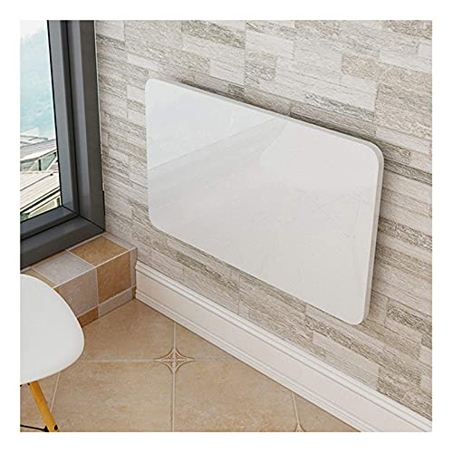 White Wall Mount Desk Home Kitchen Space-Saving Dining Table Piano Paint Computer Desk Wooden Folding Wall Desk(White 80×50cm) (