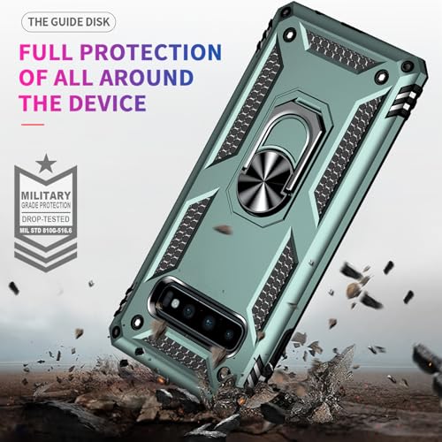 for Galaxy S10 Case: Samsung Galaxy S10 Case with HD Screen Protector - Military Grade Protective Cases with Ring for Samsung S10(Dark Green) - image 3