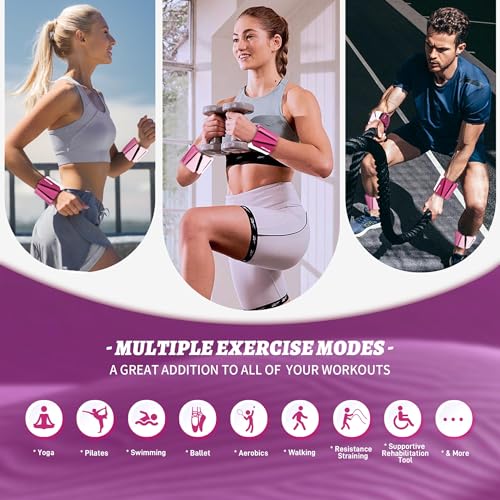 Image of BECOJADDE Ankle Weights for Women Wrist Weights Set of 2 (1 lb /2 lb Each) Adjustable Arm Leg Weight for Womens Men Suitable for Walking Swimming Running Pilates Yoga Gym