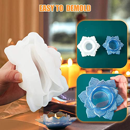 Image of SNOOGG Pack of 1 Silicone Moulds Lotus Shape Tealight Holder for Epoxy Resin Art, DIY, Casting