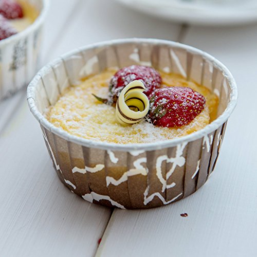 Restaurantware Panificio Premium 5-Oz Baking Cups: Large-Pleated Ridge Cups Perfect For Muffins, Cupcakes Or Mini Snacks - Brown Chocolate Wisp Print Design - Disposable & Recyclable - 200-Ct #TOP2