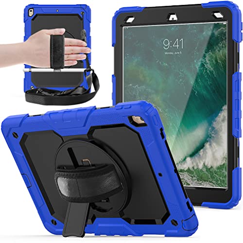 Case for iPad pro 10.5 2017/iPad air 3 10.5 2019 with 360 degree rotatable Folding stand,Trendy Shockproof case with Wrist Strap and Shoulder Strap - Image 3
