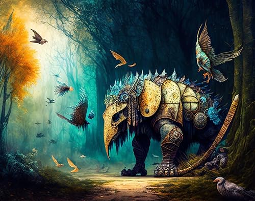 Affiche préhistorique ménagerie sur toile 58x90 cm pour grand art mural