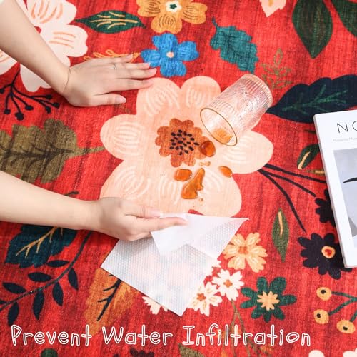 Runner Rug for Hallways Kitchen Rug Non Slip 2'x 6' Washable Runner Rugs with Rubber Backing Soft Floral Carpet Runner for Hallways, Kitchen, Laundry, Bedroom, Bathroom(Red)
