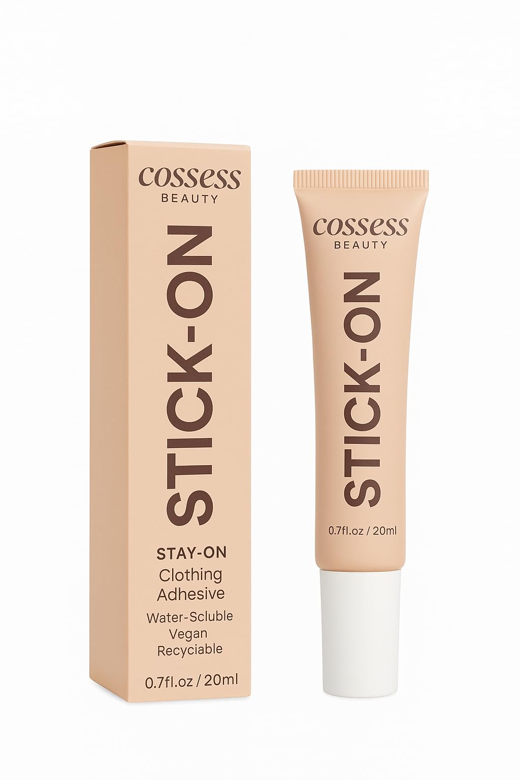 Cossess Beauty Stick-On Clothing Body Glue | Fashion Glue for Wardrobe Malfunction | Water-Soluble, Sweat resistant,Vegan For Sensitive Skin | Instant Neckline Glue for Sarees, Dresses & Tops (20ml)