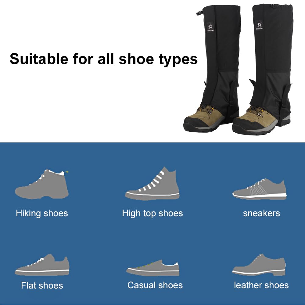 Ghette Impermeabili Trekking, 2 Pezzi Regolabili Traspiranti Ghette da Esterno per Unisex, per la Protezione delle Gambe per Escursionismo, Alpinismo, Sci