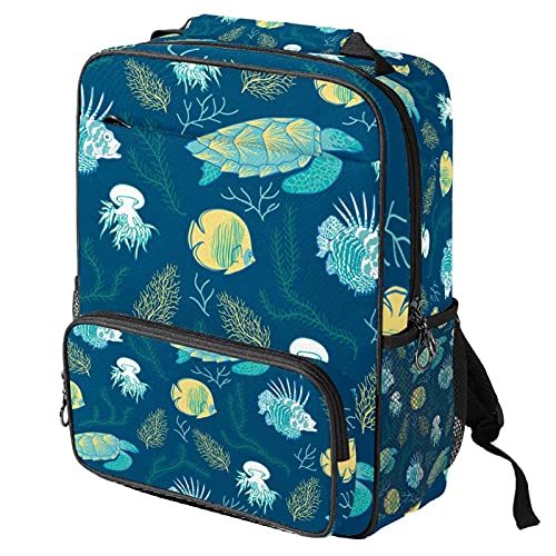 Sac à dos ordinateur portable avec imprimé tortue bleu mer pour le travail et les loisirs