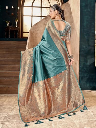 Image of Mehrang Women's Pure Kanjivaram Silk Saree Banarasi Silk Wedding Sarees for Women with Blouse Piece