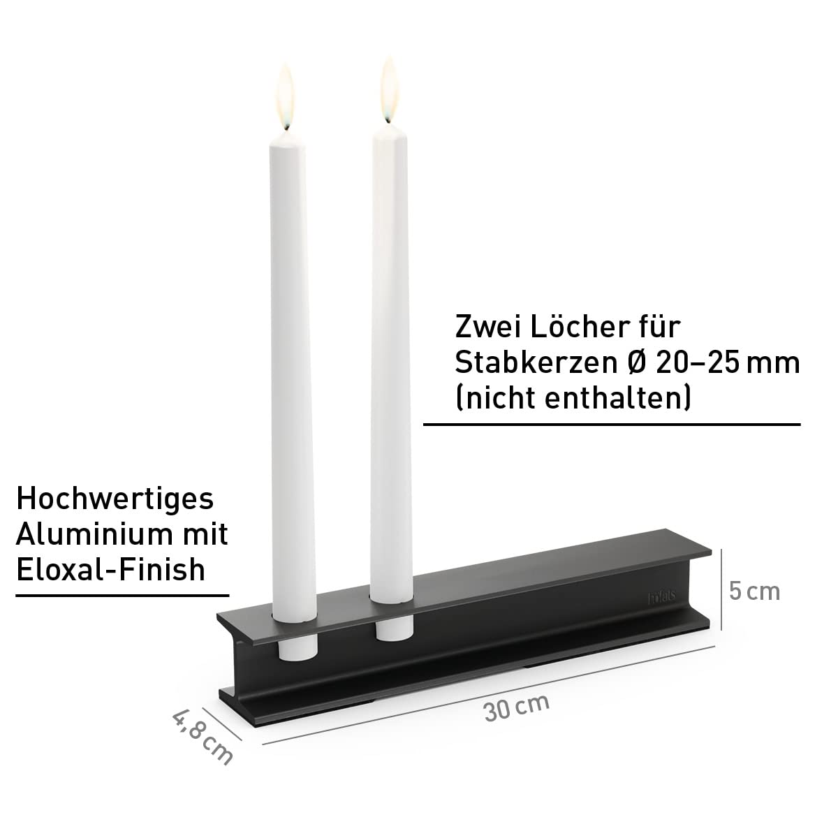höfats - Henry Metal II Schwarz - Design Kerzenhalter für Zwei Stabkerzen - moderner Kerzenständer im Industrial Stahlträger-Style - aus Aluminium - Dekoration für Hochzeiten, Geburtstage