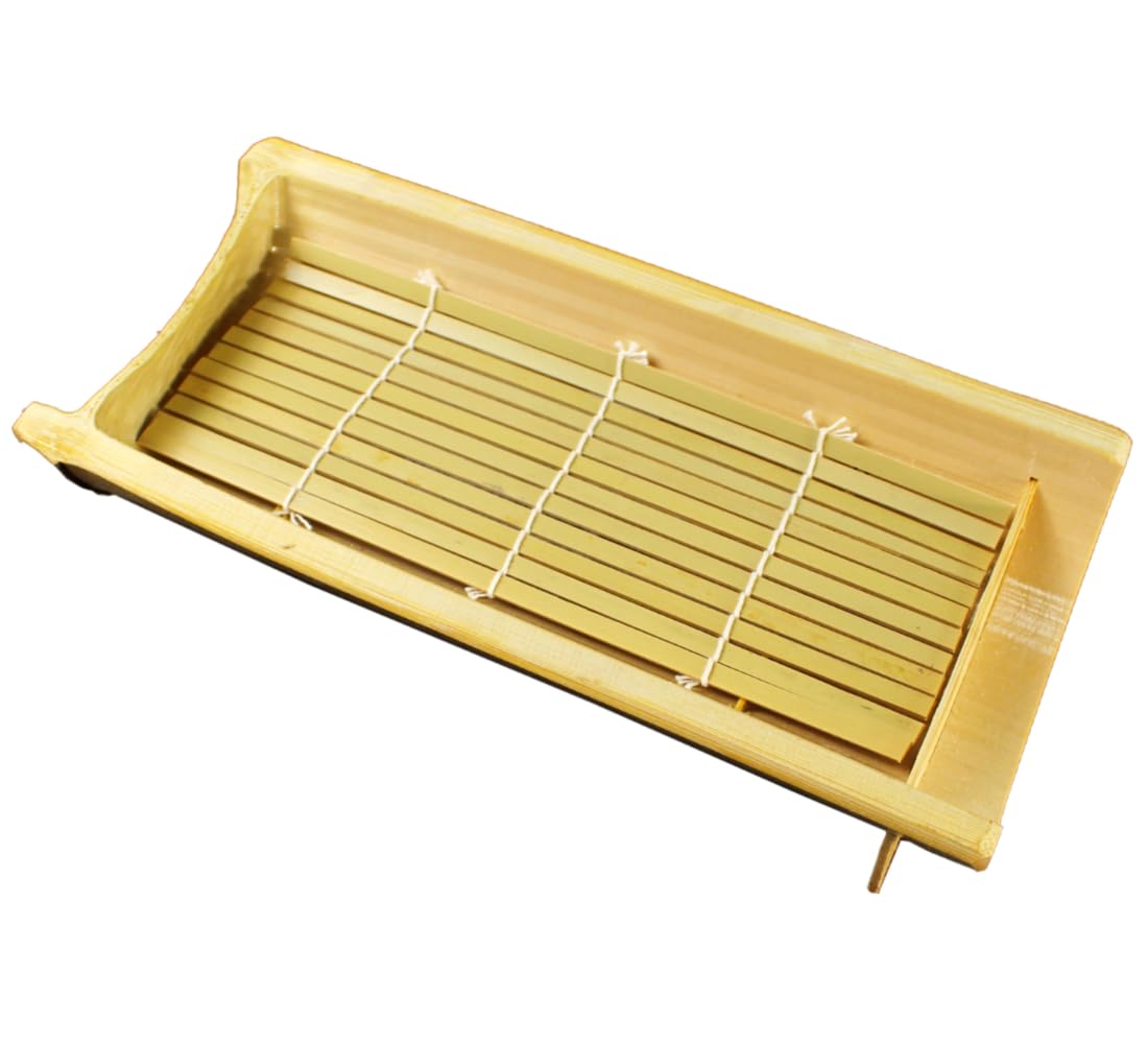 【極美品】職人の手作り、 黒竹お料理 盛台 　1台 箱無し Amazon.co.jp: 竹彩本舗 一筋竹すのこ皿 刺身盛台 寿司盛台 スダレ