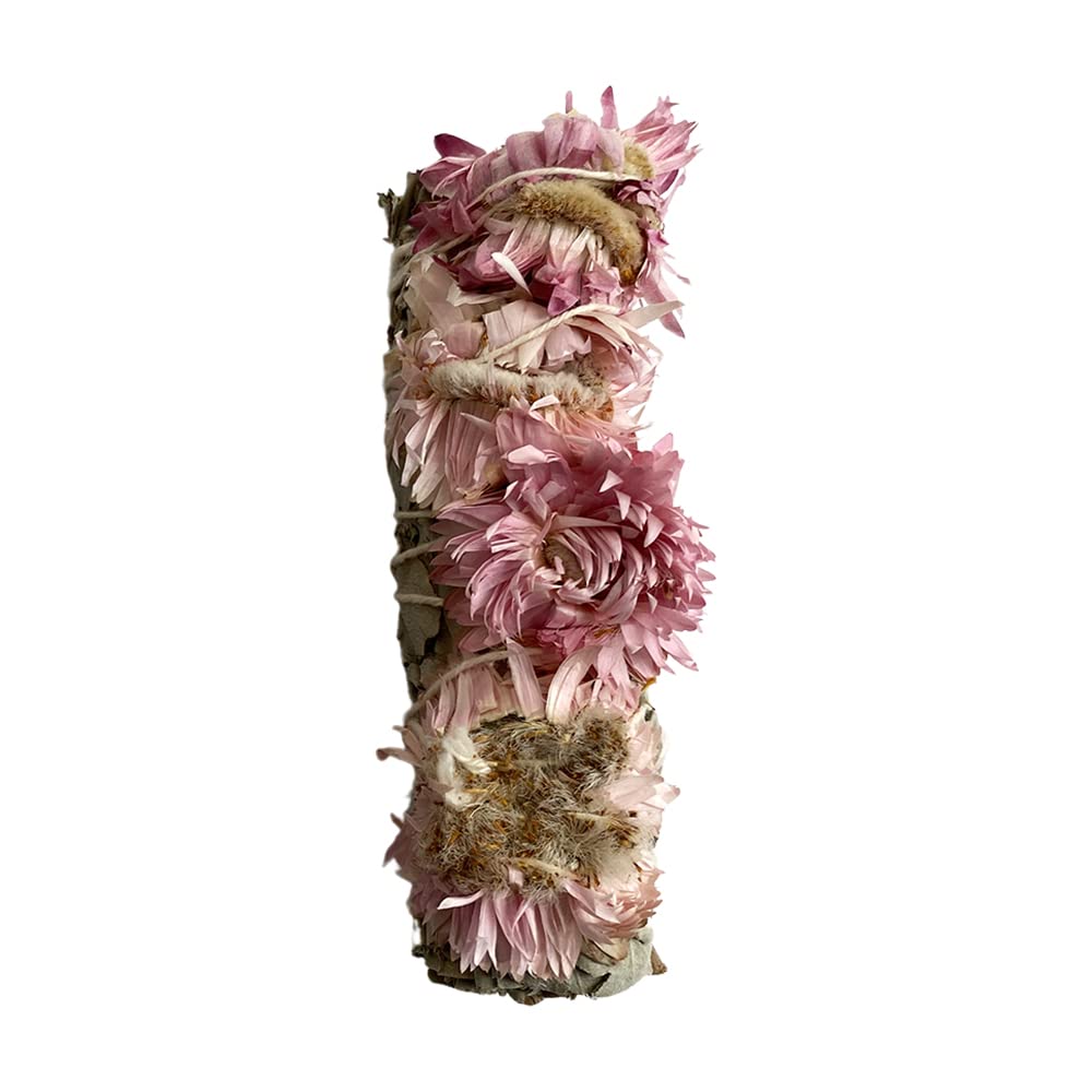 Wholesale Smudge Sticks, White Sage and Pink Sunflower 4", Pack of 50
