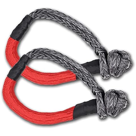 BNEEN Soft Shackle,1/2" X 24 Inch Soft Shackle Recovery 56,000 LBS Breaking Strength with Extra Sleeves for Sailing SUV Off Road Towing ATV Recovery (2-Pack Red-Black Soft Shackle) Cover
