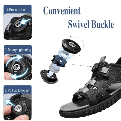 Asifn Men's Casual Sandals Leather Non-Slip Adjustable Flat Bottom Slippers Summer Outdoor Waterproof Cushioning Beach Shoes3