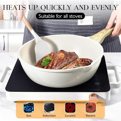 Image of Nonstick Frying Pan Egg Pan, 8 Inch Nonstick Skillet, Granite Egg Frying Pan, Dishwasher and Oven Safe, Induction Compatible, PFOA Free