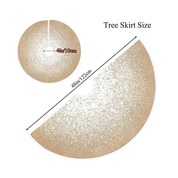 Macting christmas tree skirt 48 inch large tree skirt with glitter snowcapped printed rustic burlap snowflake particles tree mat for home holiday party indoor xmas decorations  urban country home decor