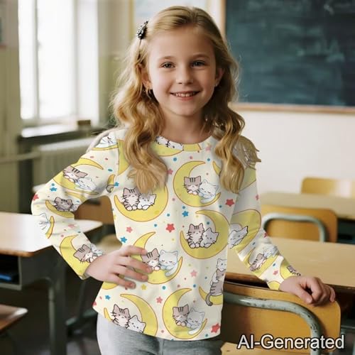 Image of Renewold Boys Girls Tees Kids T-Shirt Long Sleeve Crewneck T Shirts Casual Athletic Tops Clothing for Home School Travel