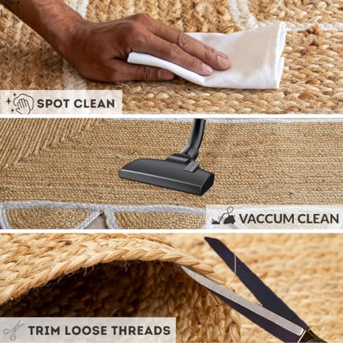 Tapete corredor trenzado de yute 2x6 ft natural miniatura 6