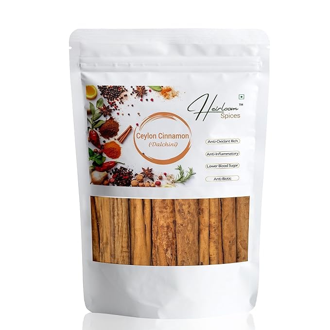 Heirloom Spices- 100 grams Whole Natural Ceylon Cinnamon From Sri-Lanka | True Cinnamon, Pesticide Free, No Added Colours | Premium Dalchini | HEALTHY LIFE CHOICE