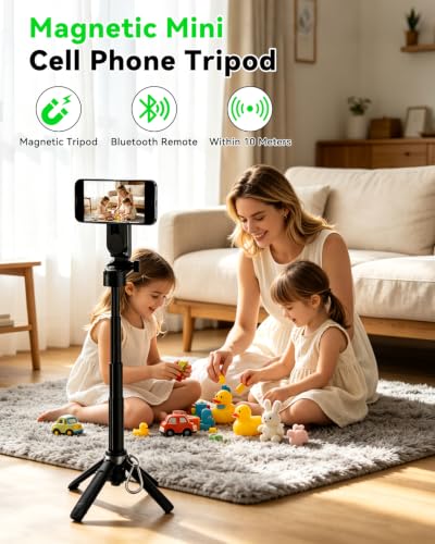 CloudValley Magnetic Selfie Stick & Mini Tripod, 360° Rotation Extendable Handheld Stabilizer/Camera Grip with Remote, 5 in 1 Portable Phone Stand for iPhone/Android, Travel Vlog, Live Stream, Black - image 4