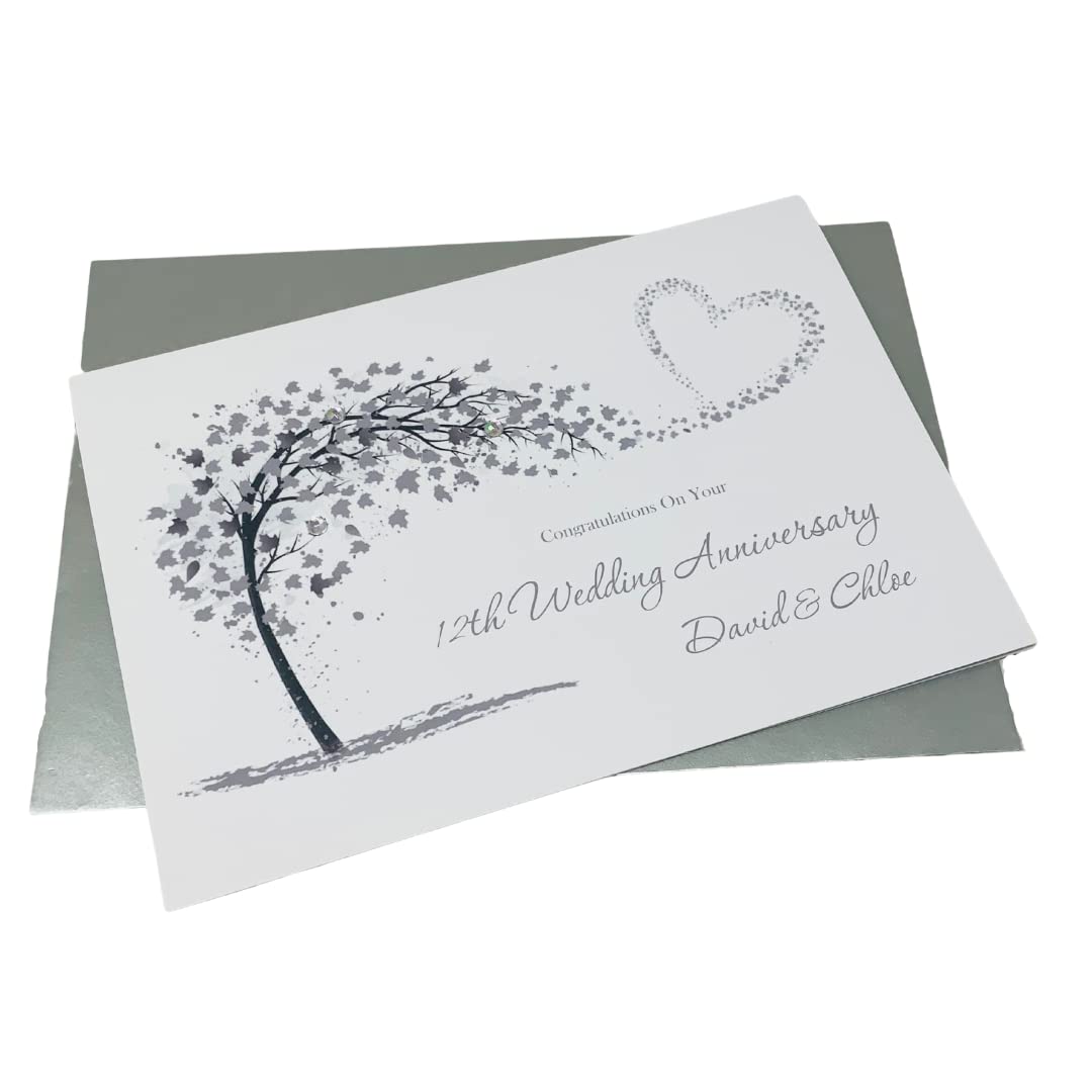 12th Wedding Anniversary Card Personalised Silk 12 Years – SH 12
