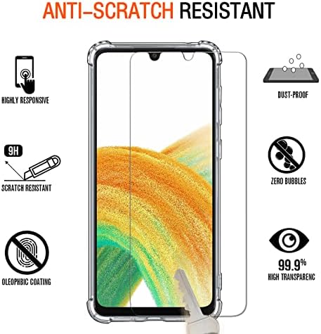 ivoler Case Compatible with Samsung Galaxy A33 5G 6.4Inch with [3 Pack Tempered Glass Screen Protector] TPU Shock-Absorption Bumper Cover,HD Clear Anti-Scratch Clear Back