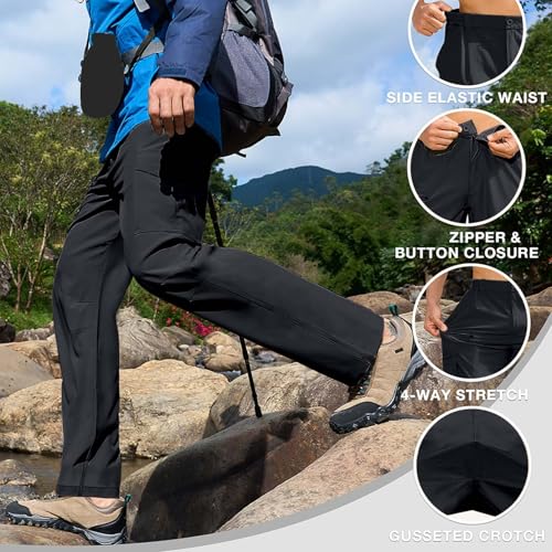Mens Straight Leg Cargo Pants Relaxed Fit Dressy Casual Work Trouser Fall Winter Waterproof Hiking Sweatpants Pockets3