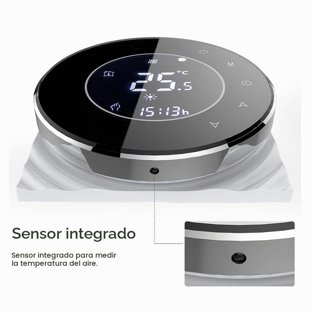 Series 6000 Termostato Inteligente Wi-Fi Redondo para para Aire Acondicionado con Dos Tubos Ventilador de Aire Bobina con conexión WiFi, Control telefónico (Dos Tubos, Blanco)
