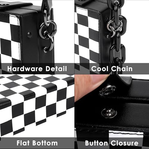 Crossbody Bag Unisex, Black and White Leather Shoulder Bag, Minimalist Punk Handbag3