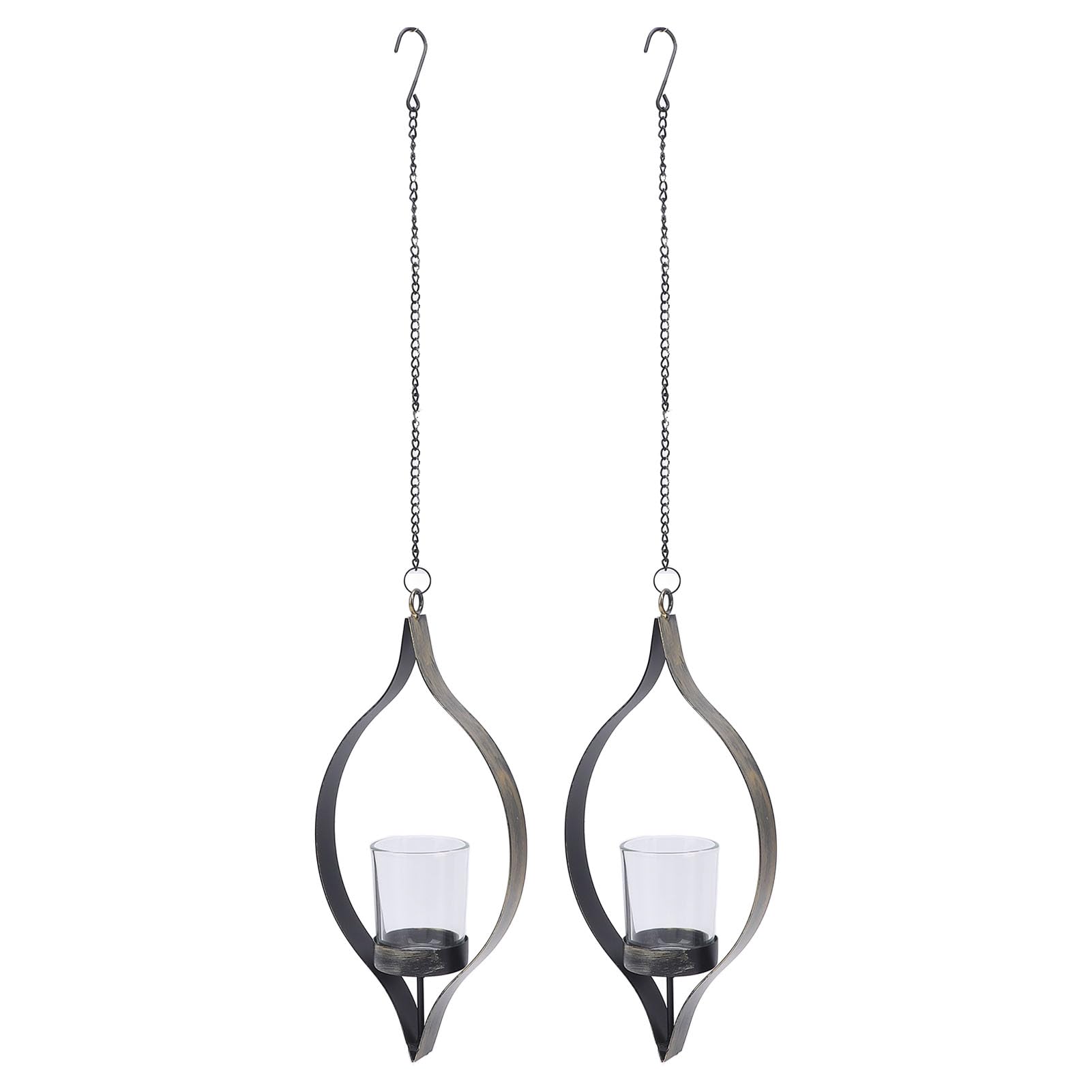 Jelquix 2 Pcs Metal Hanging Candle Holder, Wall Sconce, Vintage Decorative Iron Candlestick with Glass Cup, Ideal for Home, Living Room & Wedding Decor Indoor Outdoor