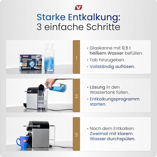 3-in-1 Entkalker für Kaffeevollautomaten & Kaffeemaschinen (55 Stück) - Entkalkungstabletten für Siemens EQ-Serie, Delonghi, Jura, Krups, Bosch, Miele, Melitta, Tassimo, WMF