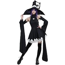miccostumes Womens Costume Cat Witch Cosplay Dress Set with Oversleeves and Hat