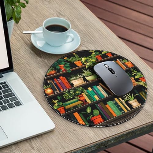 Image of Gctriki Small Mouse Pad for Desk with Bookshelf Design - Cute Office Decor for Women, Stitched Edge Non-Slip Rubber Base, Fits Laptop & Wireless Mouse, Travel Mouse Pad for Computer Gaming
