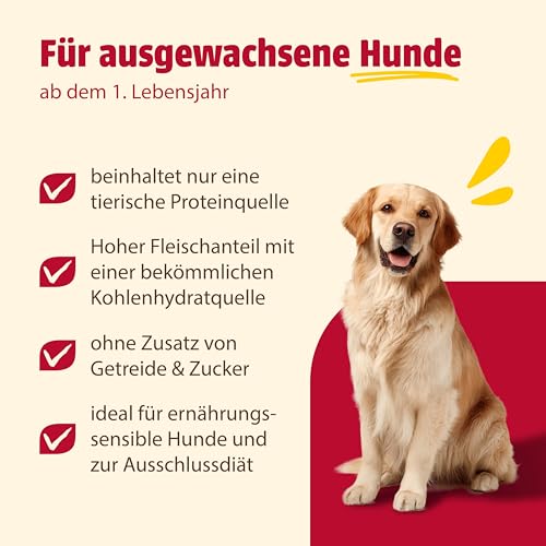 animonda GranCarno Hunde Nassfutter Sensitiv Reines Rind + Kartoffeln (6 x 400g), getreidefreies Hundenassfutter ohne Zucker, für ausgewachsene Hunde, mit frischen fleischigen Zutaten