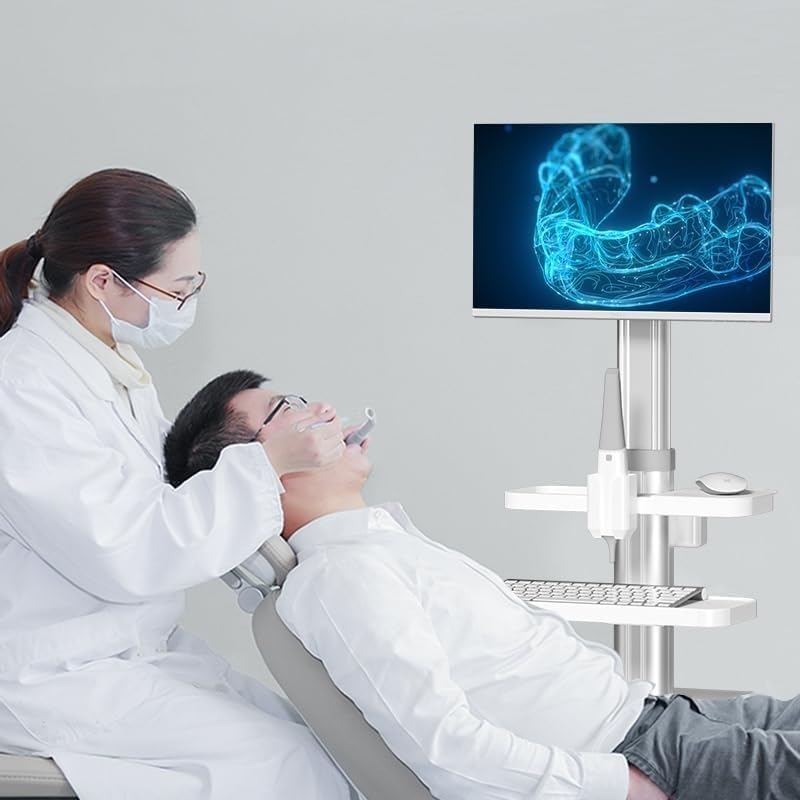 Carro Móvil para Estación De Trabajo Dental con Soporte para Escaneo Oral Y Soporte para Monitor para Uso En Consultorios Médicos Y Laboratorios.
