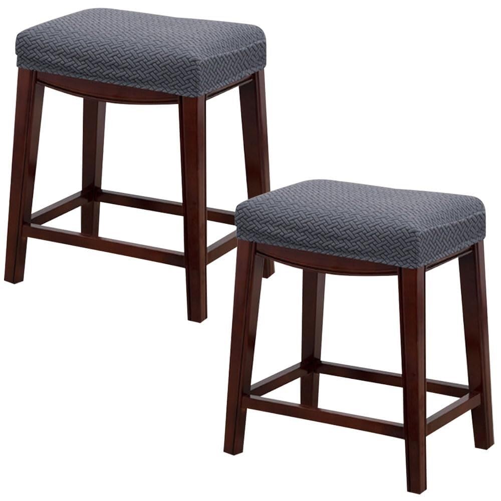 Stool Covers Rectangle 2/4 Pack, Stretch Rectangle Bar Stool Covers Elastic Vanity Stool Cover Chair Seat Slipcover Counter Stool Covers Saddle Seat Cover For Wooden Metal Bench(Dark Gray,Set of 2)
