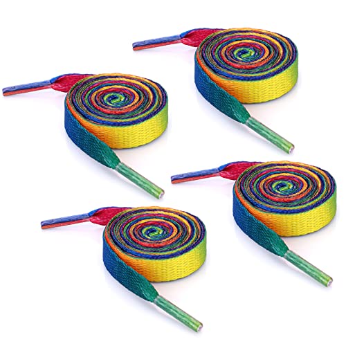 Schnürsenkel Bunt 8 Stück 120cm Regenbogen Schnürsenkel Flache Universal Sportschuhe Schuhbänder Für Lgbtq Gay Pride Regenbogen Farbverlauf für Männer Frauen Sport Sneakers