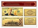 UNiQ Designs x1 100 President Donald Trump Imitation Gold Plated Commemorative Bank Note Collectors...