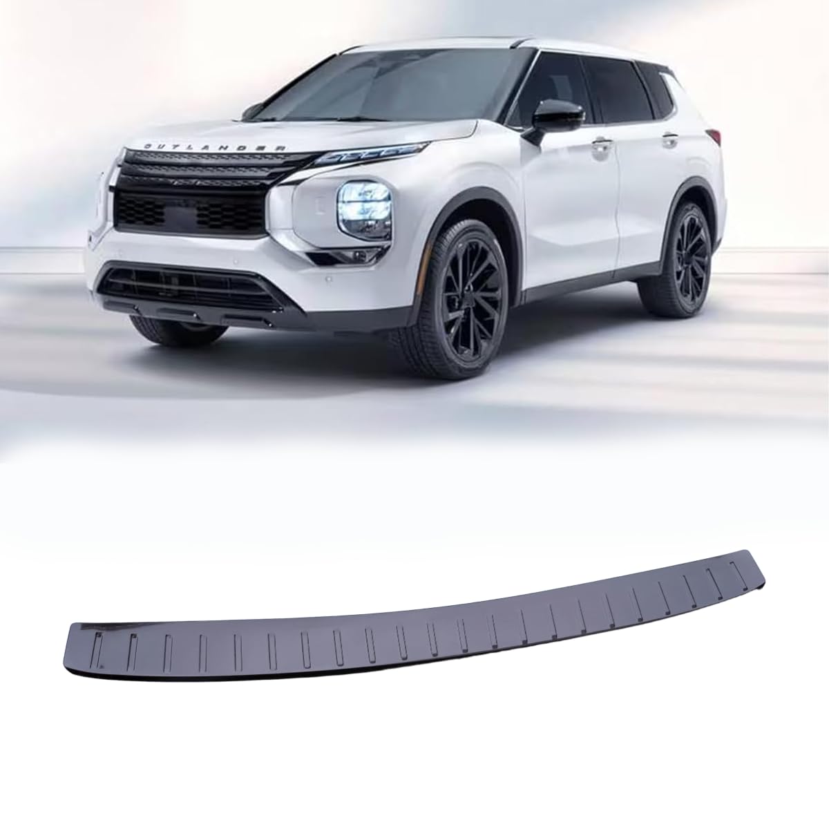 Autozubehör Edelstahl Heckstoßstangen-Schutzfolie, kompatibel für Mitsubishi Outlander 2024-2025 Heckklappen-Kofferraum-Schutzleiste, Heckklappen-Abdeckung Autoteile (Außen)