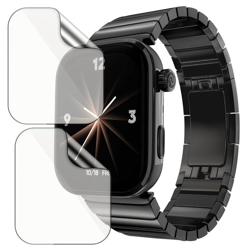 Image of 2-Pack Screen Protector for Noise Pro 6 Max 1.96 inch Smartwatch - Flexible TPU Screen Guard, HD Clear, Anti Scratch, Bubble Free, Full Coverage Film - Not Tempered Glass