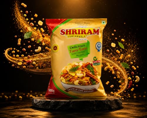 Image of SHRIRAM TAMTAMWALA Delicious Tamtam Regular Mixture Vadodara Tamtam Mix Namkeen | Tasty & Crunchy Tea-time Perfect for Anytime Munching, Crispy and Delicious Traditional Recipe ( 500g Pack Of 2)and (250g Pack Of 1 )