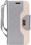 ProCase Galaxy Note 8 Wallet Case, Flip Kickstand Case with Card Slots Mirror Wristlet, Folding Stand Protective Cover for Galaxy Note 8 2017 -Grey
