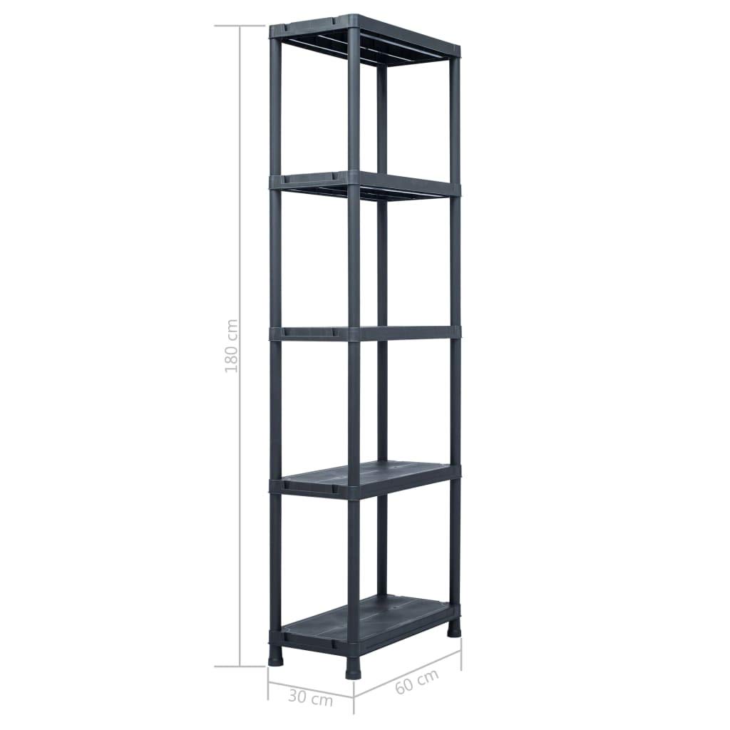 ZEYUAN Lagerregal, Küchenregal, Regal Küche, Standregal, Regale & Ablagen, Abstellraum Regal, Bücherregal, Schwarz 125 kg 60 x 30 x 180 cm Kunststoff