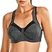 Produktbild SYROKAN Damen Starker Halt Sport BH - Mesh mit Bügel Ringerrücken Ohne Einlagen Fitness Lauf Joggen BH Grau Melange 80D
