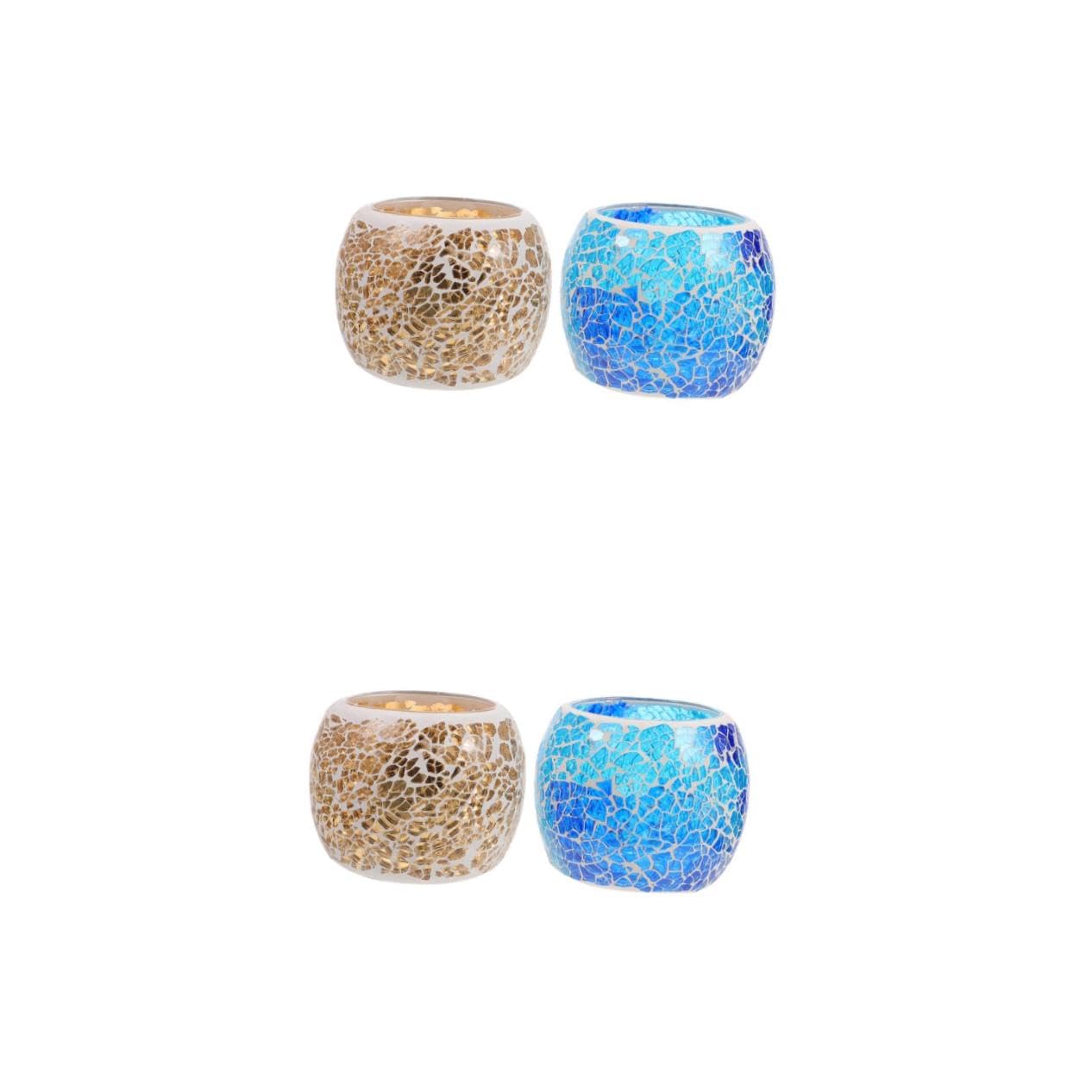 MAGICLULU 2 Sätze Mosaik-kerzenhalter Votiv- Klassischer Kerzenständer Kerzenhalter Aus Glas Runde Kerzenbecher Kerzenbrenner Kerzenhalter Duftkerzenhalter Blue 2 Stück * 2