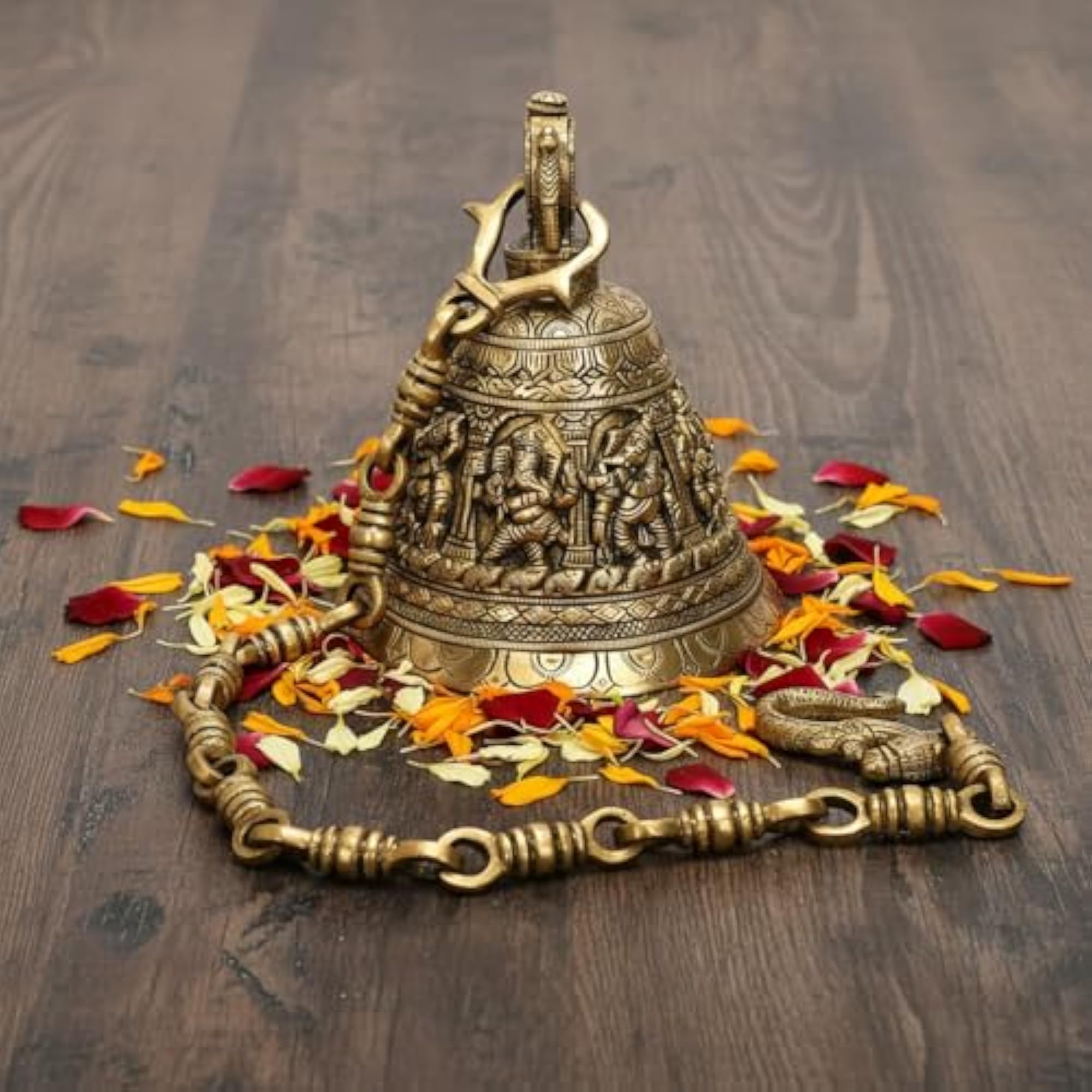 Pure Brass Ashta-Vinayaka Deep Sound Ghanta Temple Hanging Bell