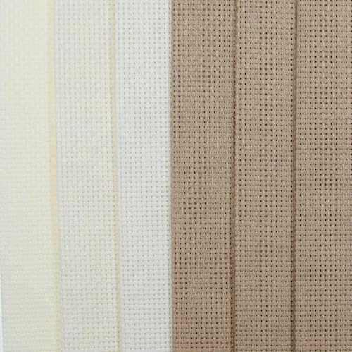 Image of KCS 6 pc of 12 inch x 18 inch(30cmx45cm) 14CT Counted Cotton Aida Cloth Cross Stitch Fabric (Cream+Khaki)
