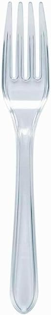 Thali Outlet - 100 x Clear Plastic Forks Reusable Dessert Dinner Starter Cutlery